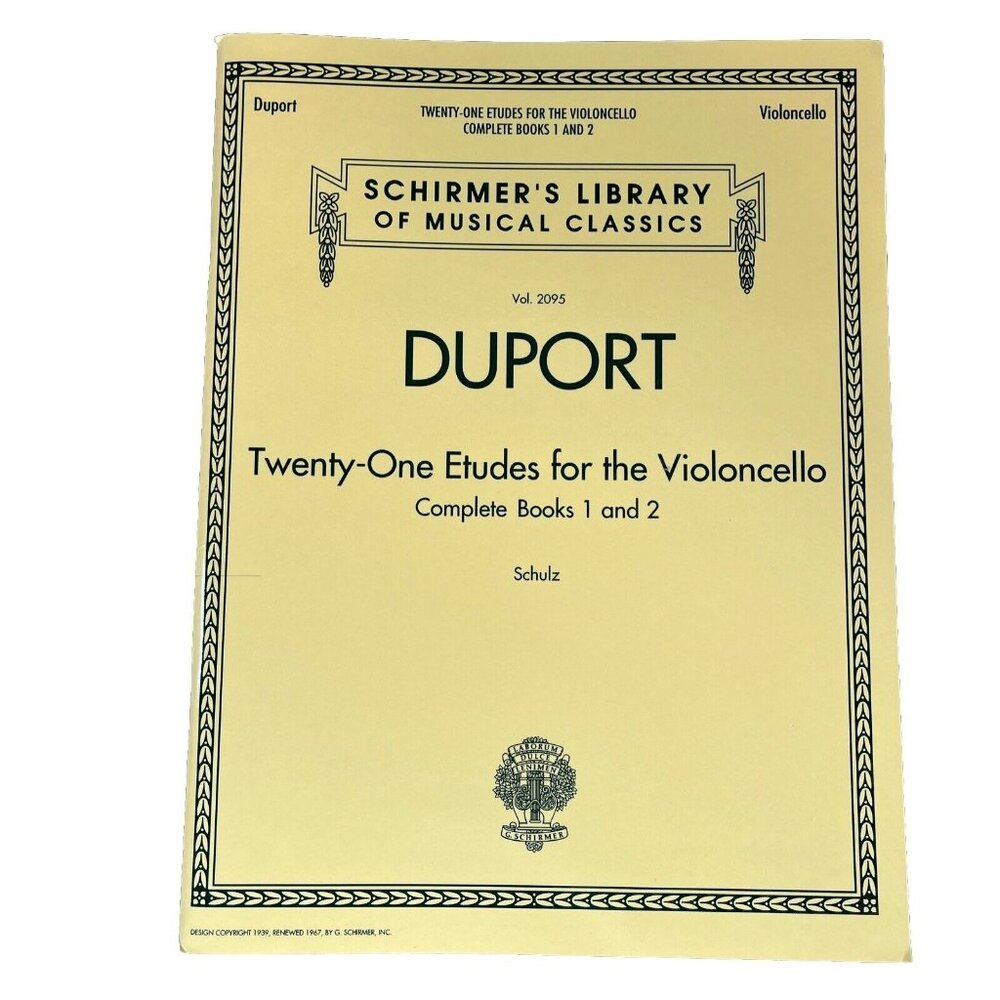 Duport Twenty-One Etudes for Violoncello Book 1 & 2  Schirmer’s Library Vol 2095